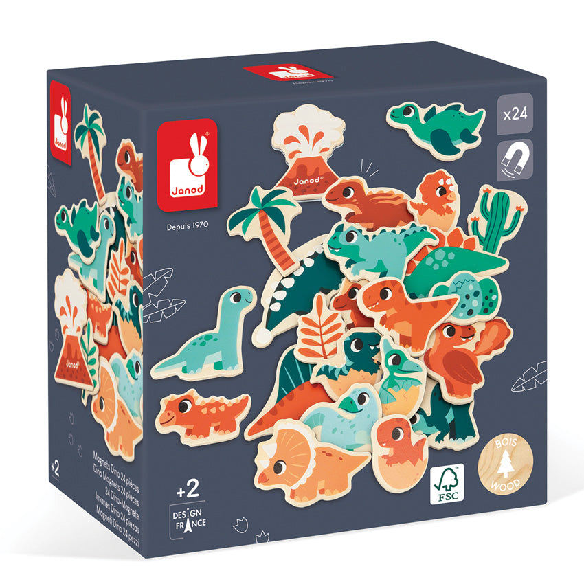 Janod Wooden Magnets - 24 Pcs Janod Magnet Toys Dino at Little Earth Nest Eco Shop Geelong Online Store Australia