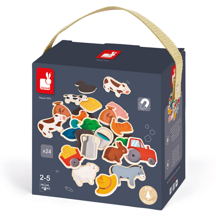 Janod Wooden Magnets - 24 Pcs Janod Magnet Toys Farm at Little Earth Nest Eco Shop Geelong Online Store Australia