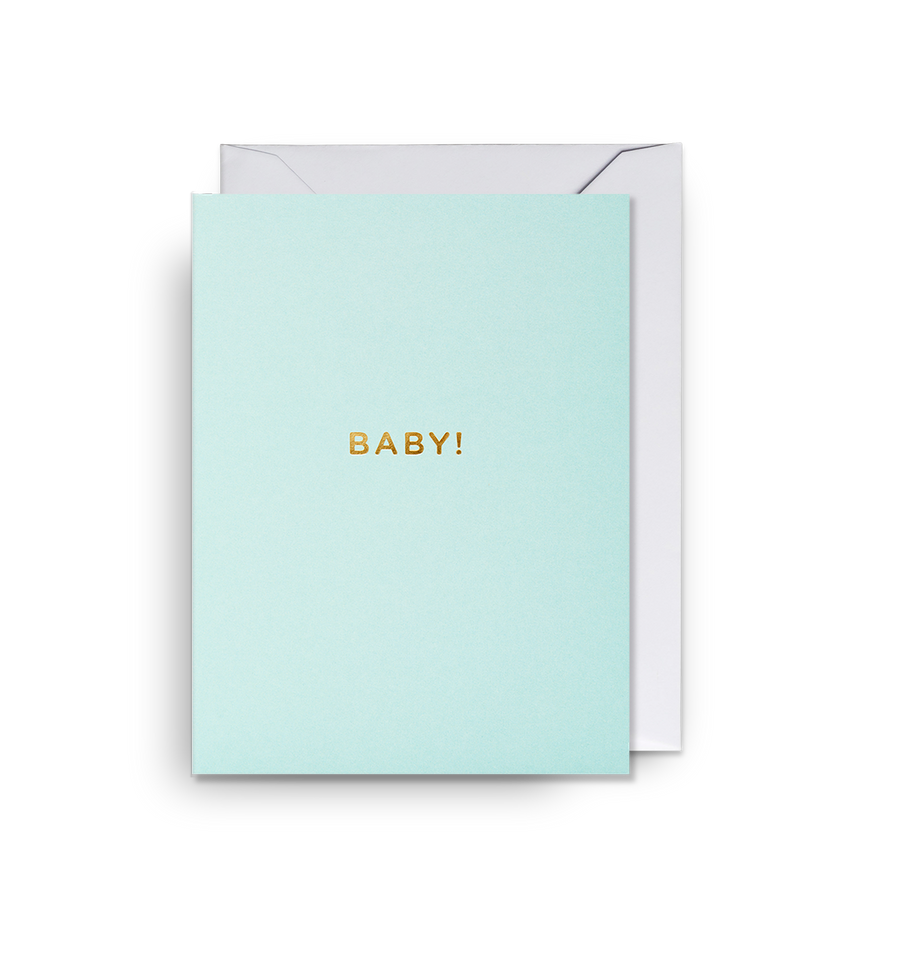 Aqua Baby Card with Gold Foil Text Laura Skillbeck Greeting & Note Cards at Little Earth Nest Eco Shop Geelong Online Store Australia