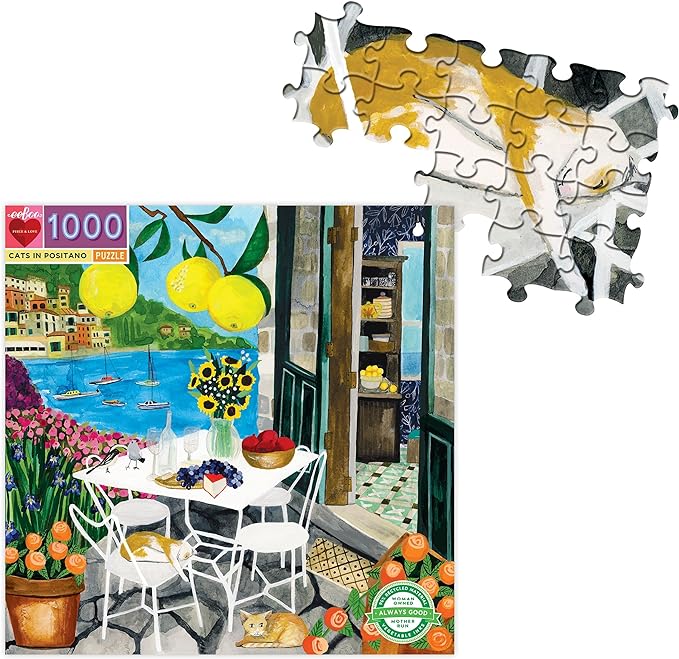 Cats in Positano 1000 Piece Puzzle by Eeboo Eeboo Puzzles at Little Earth Nest Eco Shop Geelong Online Store Australia