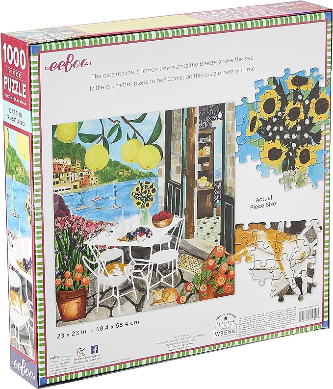 Cats in Positano 1000 Piece Puzzle by Eeboo Eeboo Puzzles at Little Earth Nest Eco Shop Geelong Online Store Australia