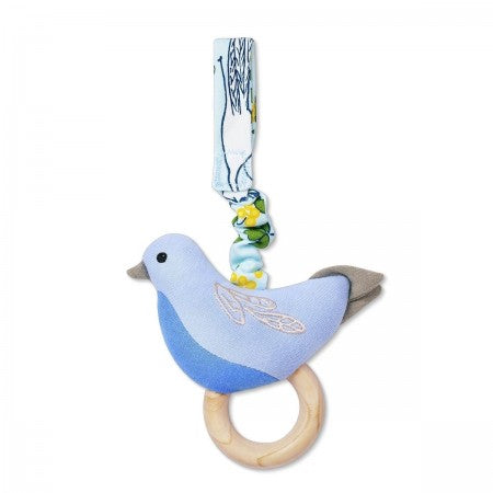 Birdie Organic Cotton Pram Toy Apple Park Organic Toys Blue at Little Earth Nest Eco Shop Geelong Online Store Australia