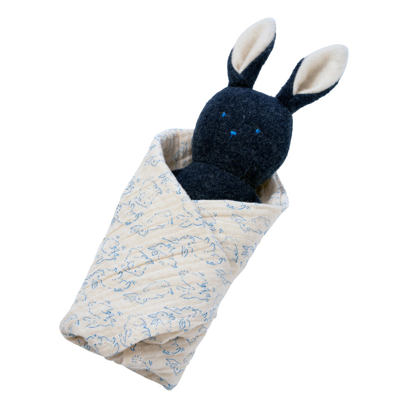 Baby Bunny in a Blanket Rattle Toy by Manhattan Toy Manhattan Toy Baby Activity Toys at Little Earth Nest Eco Shop Geelong Online Store Australia