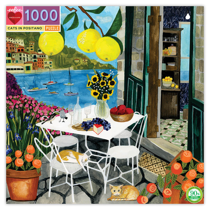 Cats in Positano 1000 Piece Puzzle by Eeboo Eeboo Puzzles at Little Earth Nest Eco Shop Geelong Online Store Australia