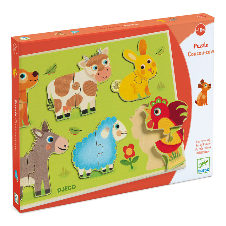 Djeco Coucou Cow Toddler Puzzle Djeco Puzzles at Little Earth Nest Eco Shop Geelong Online Store Australia