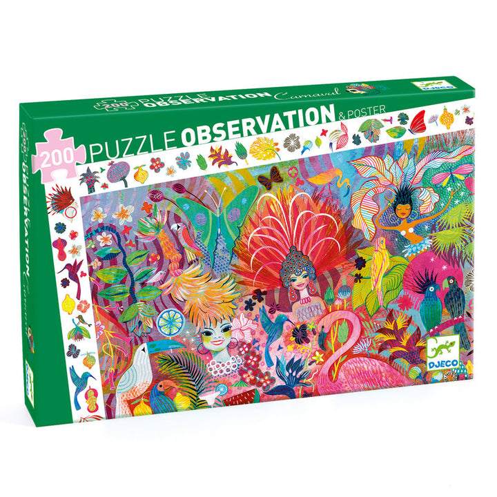 Djeco Puzzle Observation & Poster 200 Piece Carnaval Djeco Puzzles at Little Earth Nest Eco Shop Geelong Online Store Australia