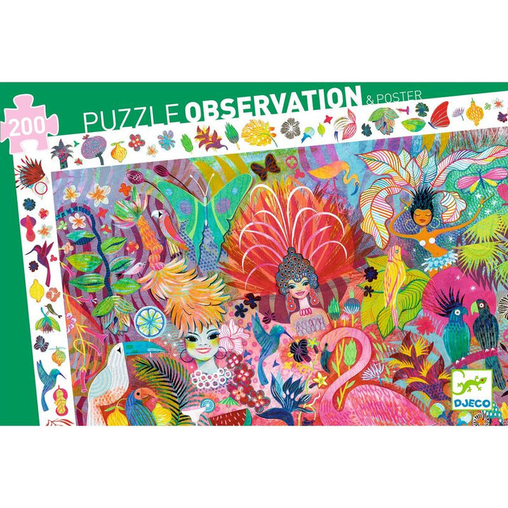 Djeco Puzzle Observation & Poster 200 Piece Carnaval Djeco Puzzles at Little Earth Nest Eco Shop Geelong Online Store Australia