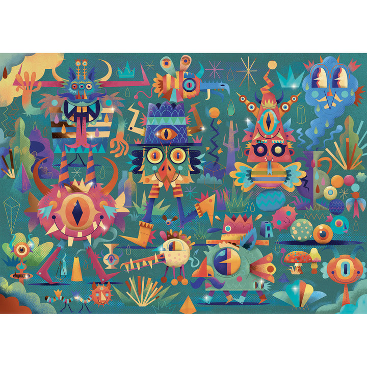 Djeco Monster Party 50pc Foil Art Wizzy Puzzle Djeco Puzzles at Little Earth Nest Eco Shop Djeco Monster Party 50pc Foil Art Wizzy Puzzle Geelong Online Store Australia