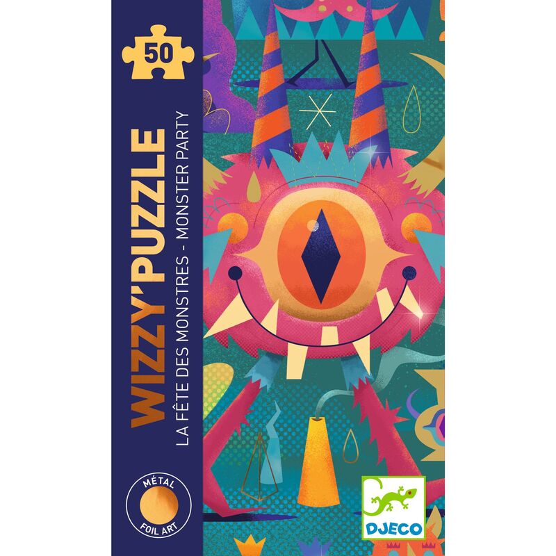 Djeco Monster Party 50pc Foil Art Wizzy Puzzle Djeco Puzzles at Little Earth Nest Eco Shop Djeco Monster Party 50pc Foil Art Wizzy Puzzle Geelong Online Store Australia