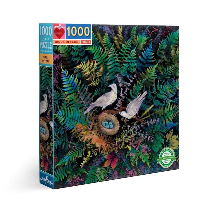 Birds in Fern 1000 Piece Puzzle by Eeboo Eeboo Puzzles at Little Earth Nest Eco Shop Geelong Online Store Australia