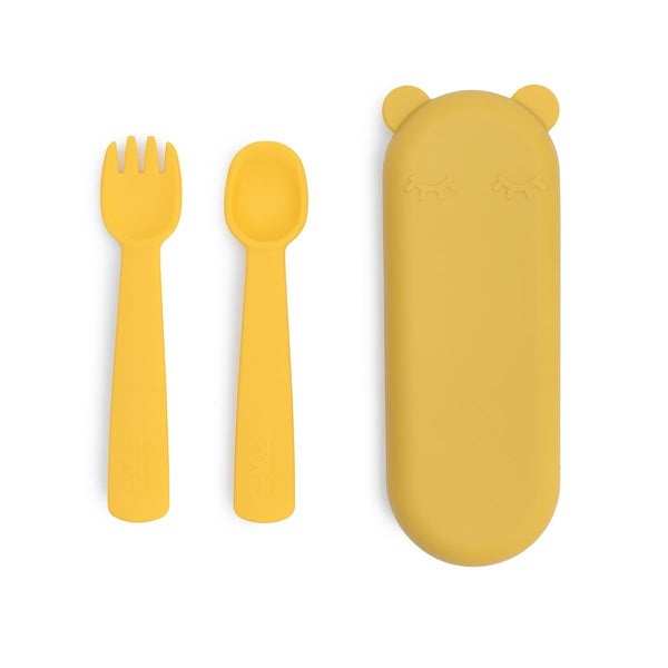 We Might Be Tiny Feedie Fork and Spoon Set We Might Be Tiny General Yellow at Little Earth Nest Eco Shop Geelong Online Store Australia