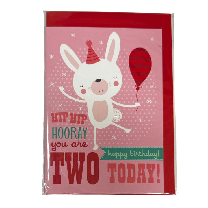 Two Today Rabbit Birthday Card Second Birthday Little Red Owl Greeting & Note Cards at Little Earth Nest Eco Shop Geelong Online Store Australia