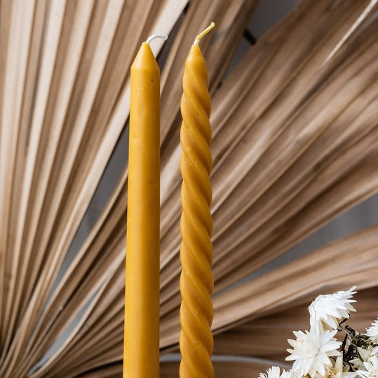 Set of 2 Taper Beeswax Candles Hog Bay Apiary Hog Bay Apiary Candles and Home Fragrances at Little Earth Nest Eco Shop Geelong Online Store Australia