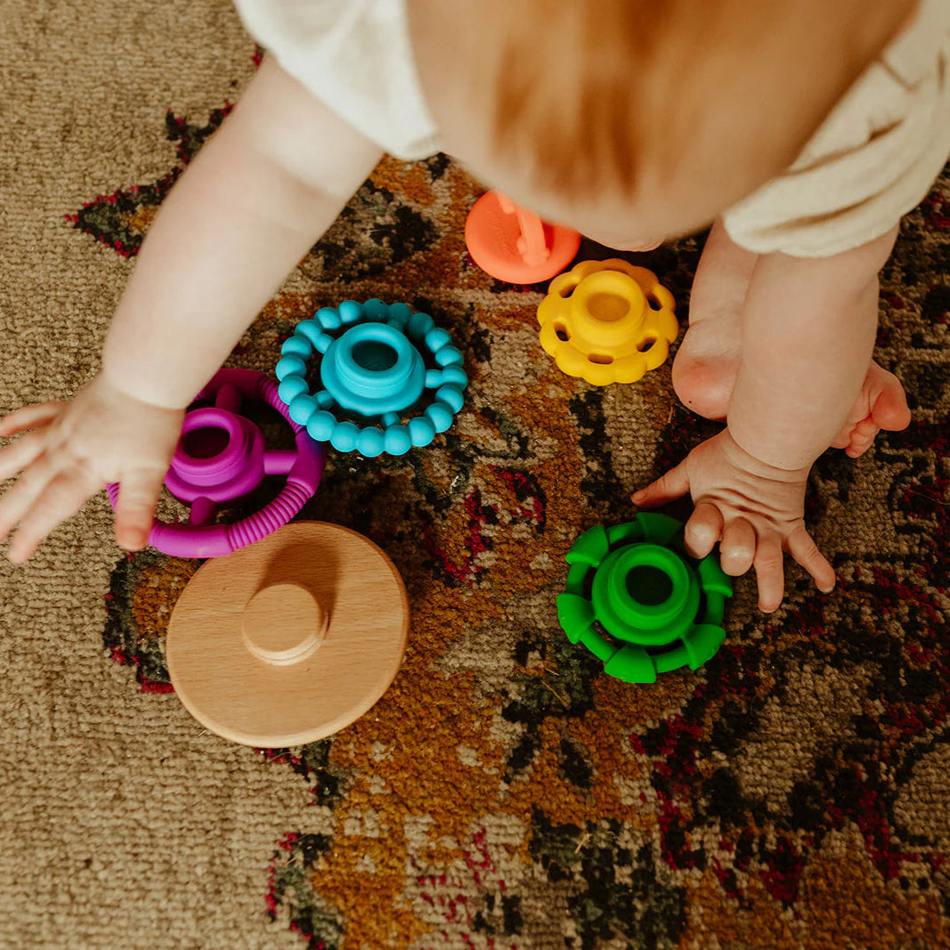 Jellystone Designs Silicone Rainbow Wobble Stacker Jellystone Designs Dummies and Teethers at Little Earth Nest Eco Shop Jellystone Designs Silicone Wobble Stacker Geelong Online Store Australia