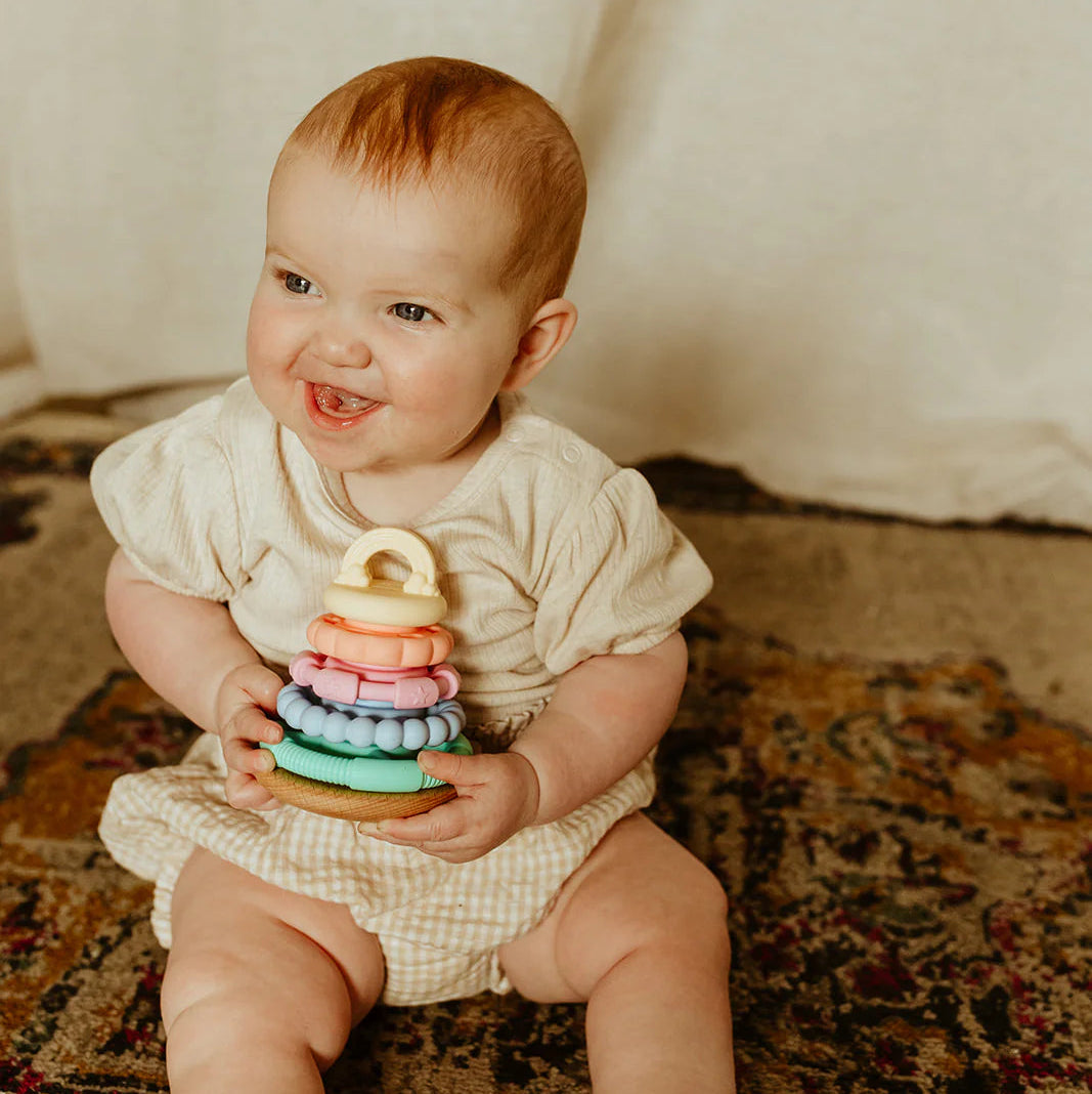 Jellystone Designs Silicone Rainbow Wobble Stacker Jellystone Designs Dummies and Teethers at Little Earth Nest Eco Shop Jellystone Designs Silicone Wobble Stacker Geelong Online Store Australia