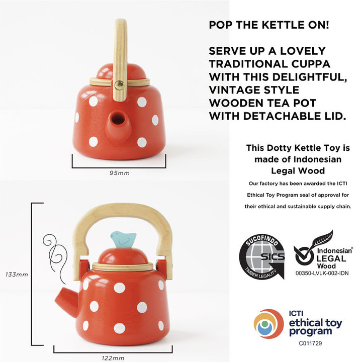 Le Toy Van Dotty Kettle Le Toy Van Pretend Play at Little Earth Nest Eco Shop Geelong Online Store Australia