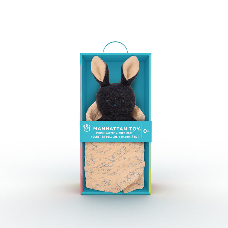 Baby Bunny in a Blanket Rattle Toy by Manhattan Toy Manhattan Toy Baby Activity Toys at Little Earth Nest Eco Shop Geelong Online Store Australia