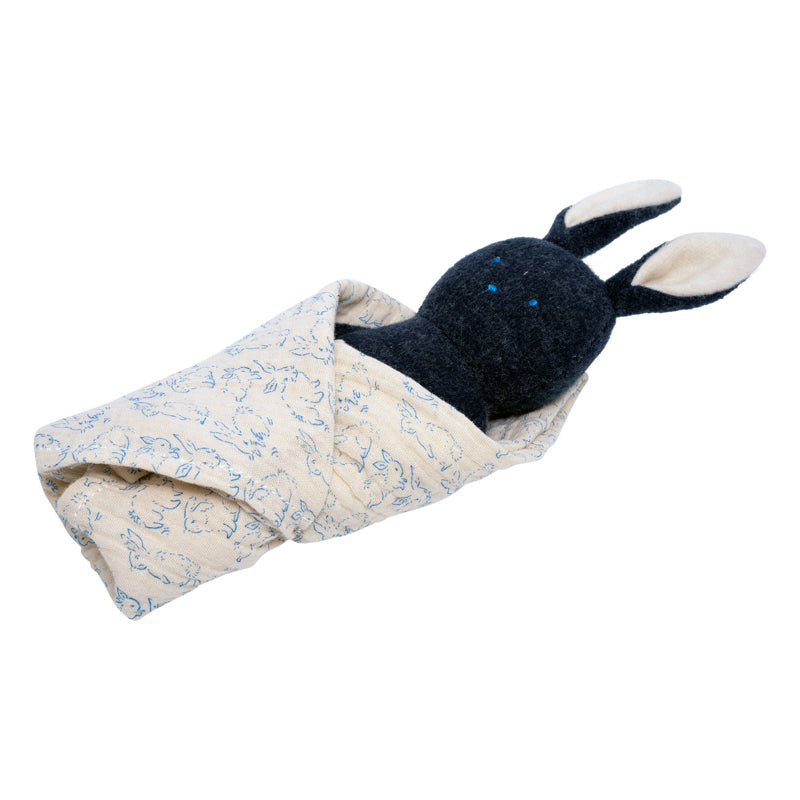 Baby Bunny in a Blanket Rattle Toy by Manhattan Toy Manhattan Toy Baby Activity Toys at Little Earth Nest Eco Shop Geelong Online Store Australia