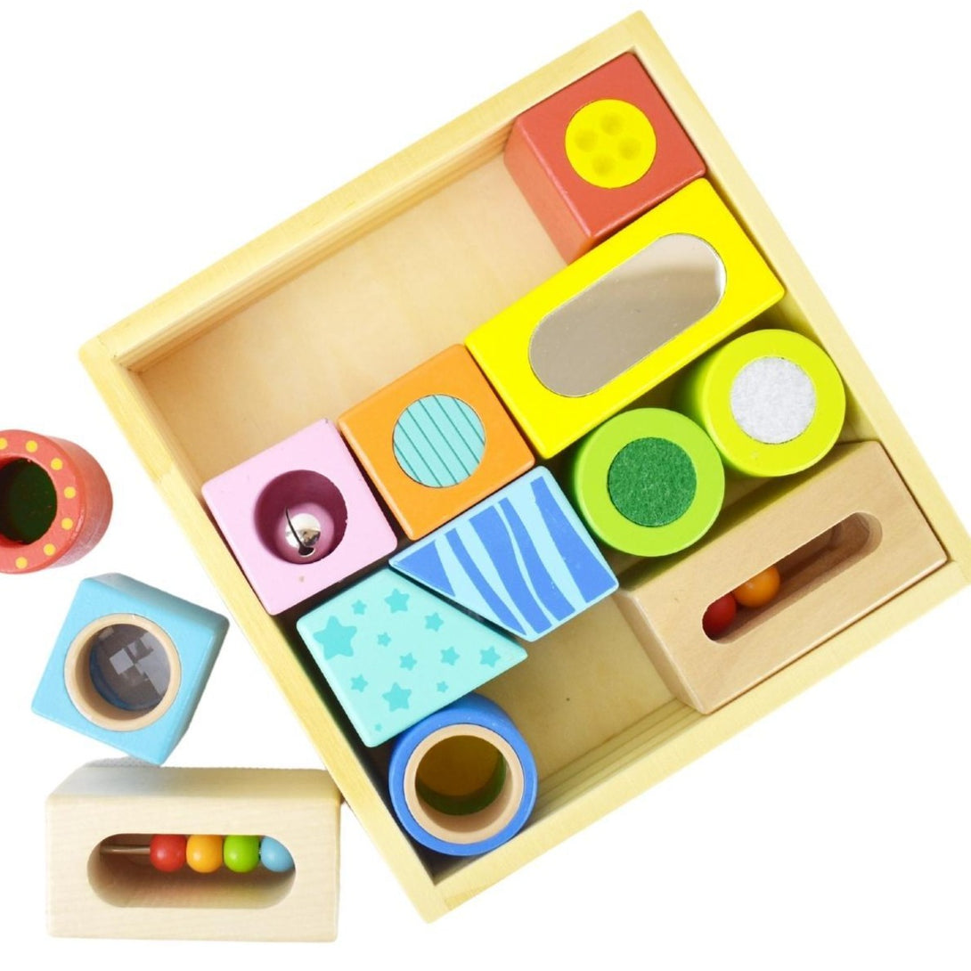 Multi Sensory Block Set by Tooky Toy Tooky Toy Wooden Blocks at Little Earth Nest Eco Shop Geelong Online Store Australia