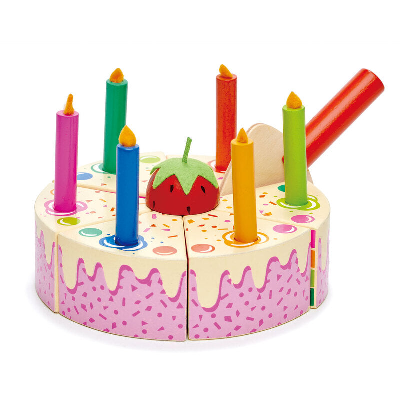 Rainbow Wooden Toy Birthday Cake Tenderleaf Toys Pretend Play at Little Earth Nest Eco Shop Geelong Online Store Australia