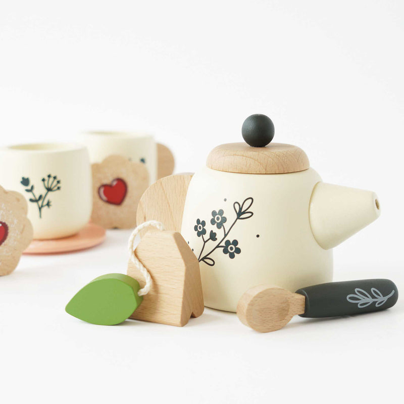 Wooden Play Tea Set and Tray by Le Toy Van Le Toy Van Toy Kitchens & Play Food at Little Earth Nest Eco Shop Wooden Play Tea Set and Tray by Le Toy Van - Sustainable 12-Piece Pretend Play Toy Geelong Online Store Australia