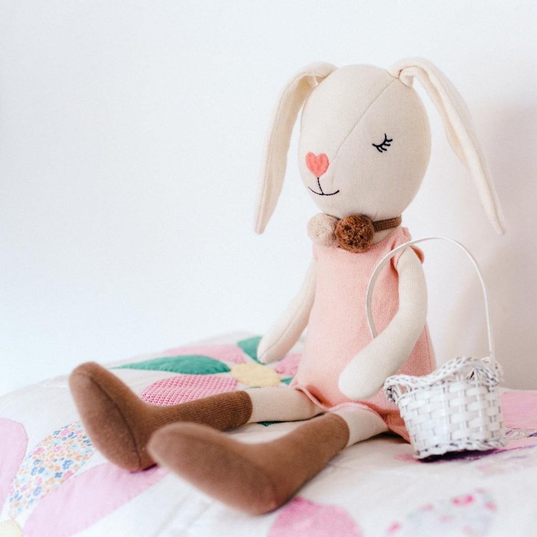 Apple Park Organic Cotton Knit Bunny Apple Park Organic Soft Toy at Little Earth Nest Eco Shop Geelong Online Store Australia