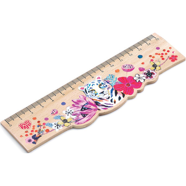 Lovely Paper Floral Tiger Ruler Djeco Stationery at Little Earth Nest Eco Shop Geelong Online Store Australia