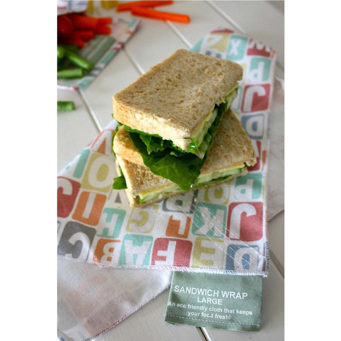 Reusable Sandwich Wrap - FourMyEarth Four My Earth Lunch Boxes and Bags at Little Earth Nest Eco Shop 4 My Earth Large Sandwich Wraps | Reusable Sandwich Wraps | Little Earth Nest Geelong Online Store Australia