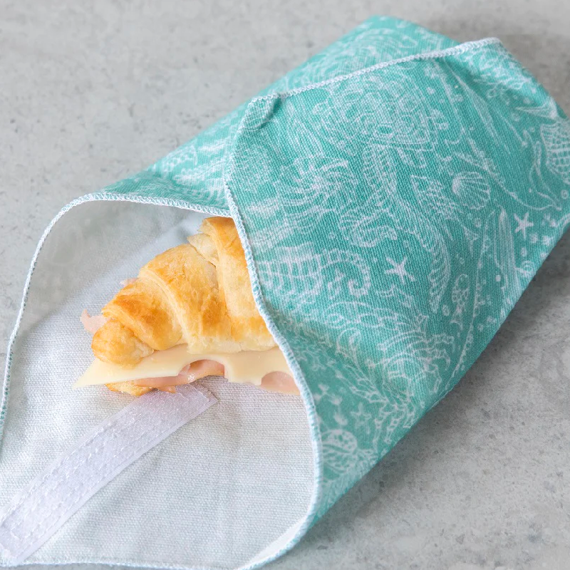 Reusable Sandwich Wrap - FourMyEarth Four My Earth Lunch Boxes and Bags Ocean Life at Little Earth Nest Eco Shop 4 My Earth Large Sandwich Wraps | Reusable Sandwich Wraps | Little Earth Nest Geelong Online Store Australia