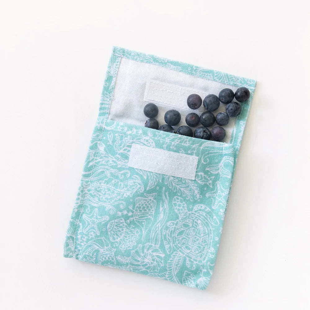 Reusable Snack Pocket Bag - FourMyEarth Four My Earth Lunch Boxes and Bags Ocean Life at Little Earth Nest Eco Shop 4 My Earth Snack Pocket | Reusable Snack Pockets | Little Earth Nest Geelong Online Store Australia