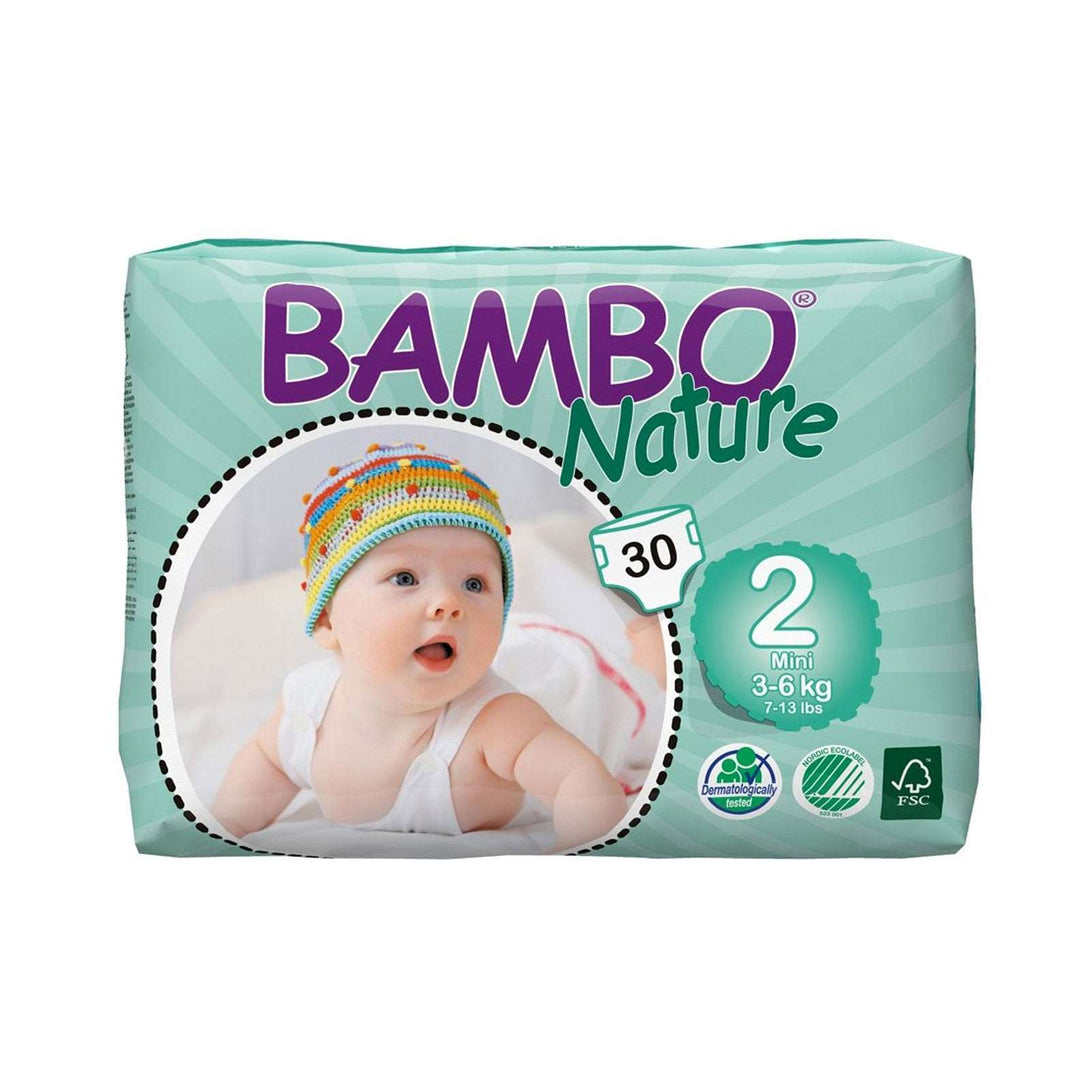 Bambo Eco Disposable Nappies Bambo Nature Nappies Size 2, 3-6kg / Pack of 30 at Little Earth Nest Eco Shop Geelong Online Store Australia