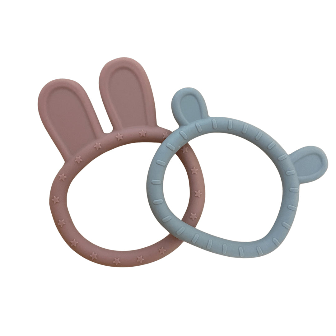 Bunny or Bear Baby Teething Ring Toy Nature Bubz Dummies and Teethers at Little Earth Nest Eco Shop Geelong Online Store Australia