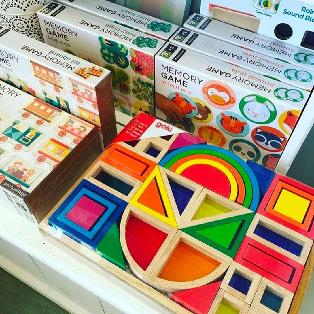 Goki Rainbow Window Bricks Goki Wooden Blocks at Little Earth Nest Eco Shop Geelong Online Store Australia