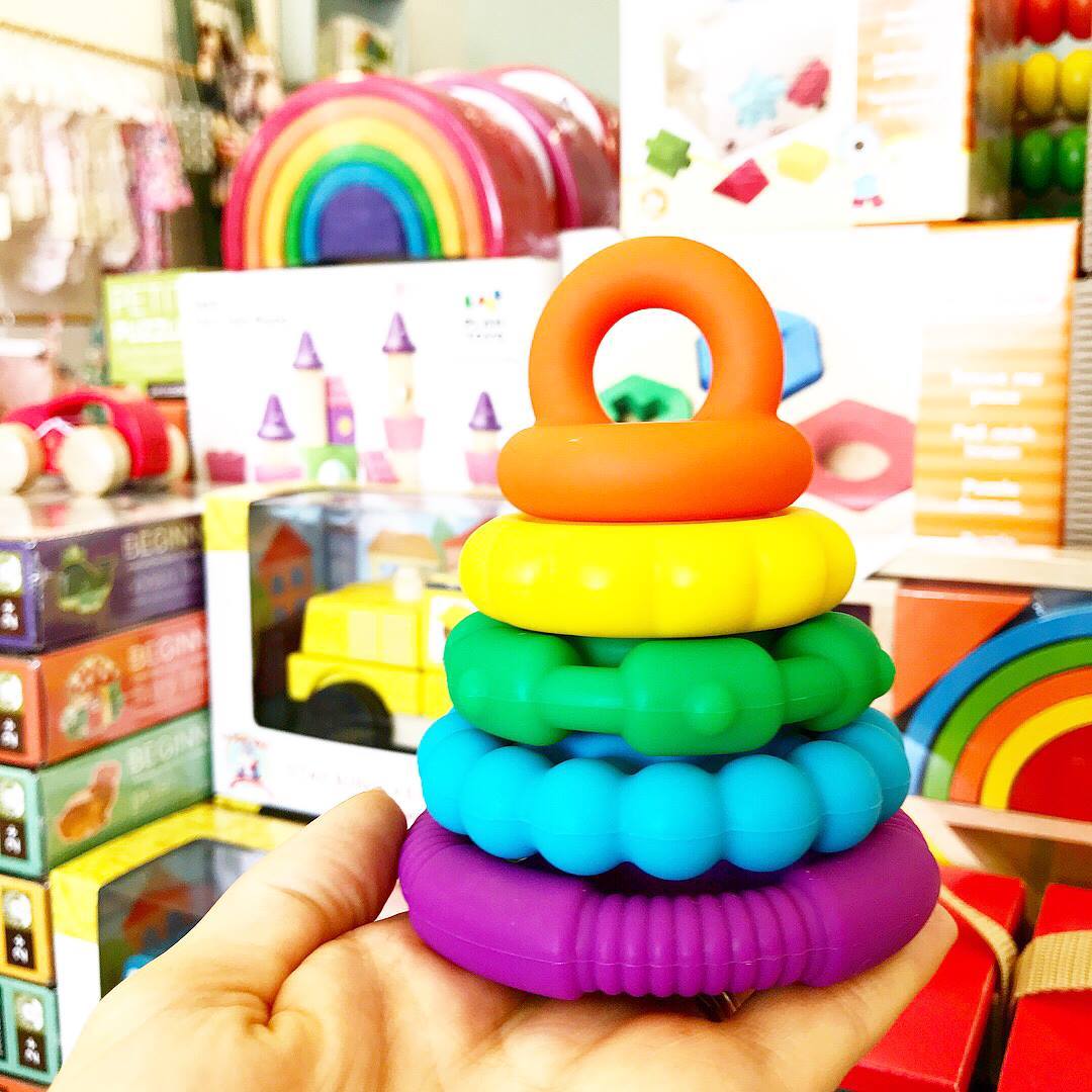 Jellystone Designs Silicone Rainbow Stacker Jellystone Designs Dummies and Teethers at Little Earth Nest Eco Shop Geelong Online Store Australia