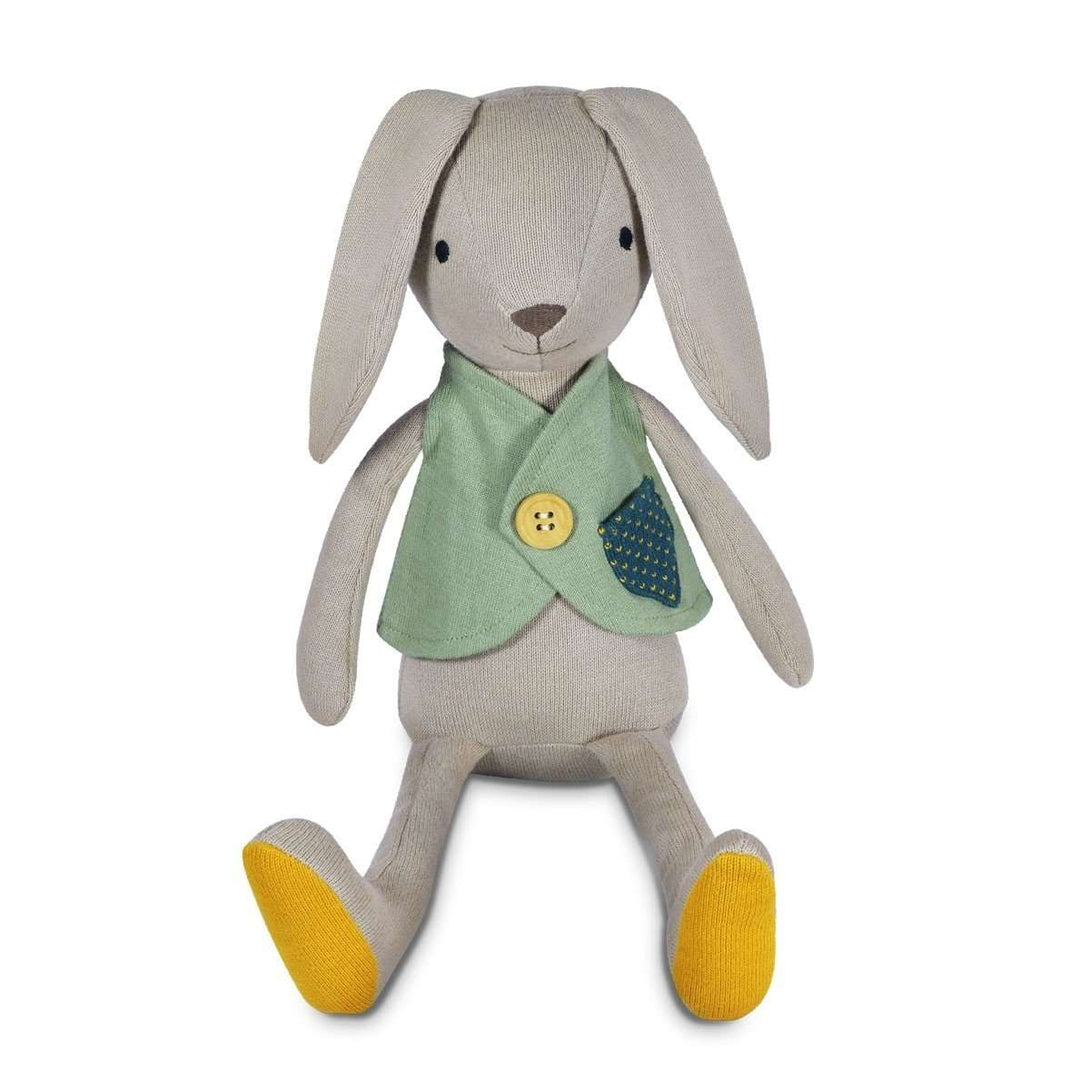 Apple Park Organic Cotton Knit Bunny Apple Park Organic Soft Toy Luca at Little Earth Nest Eco Shop Geelong Online Store Australia