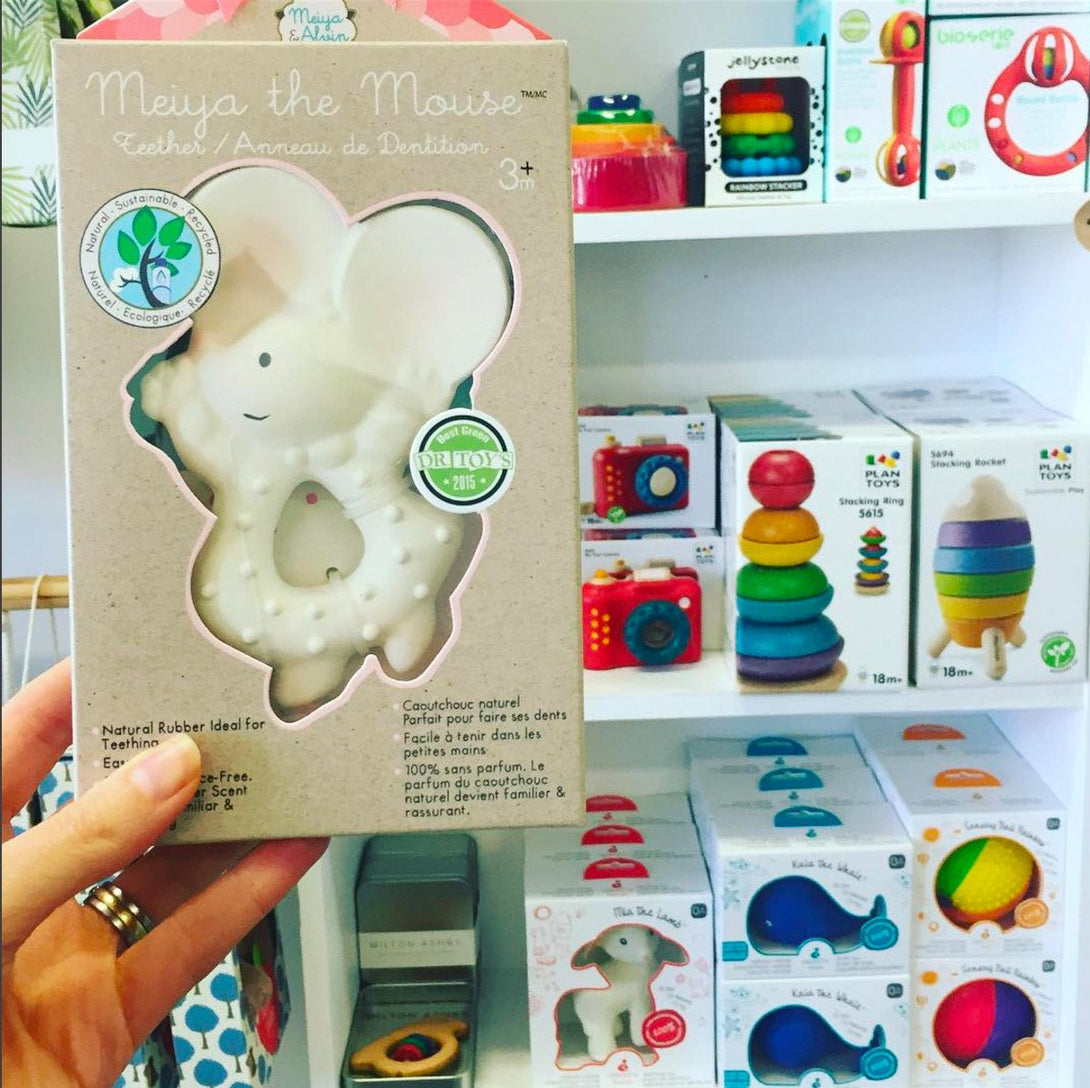 Meiya Mouse Natural Rubber Teether Little Earth Nest Dummies and Teethers at Little Earth Nest Eco Shop Geelong Online Store Australia