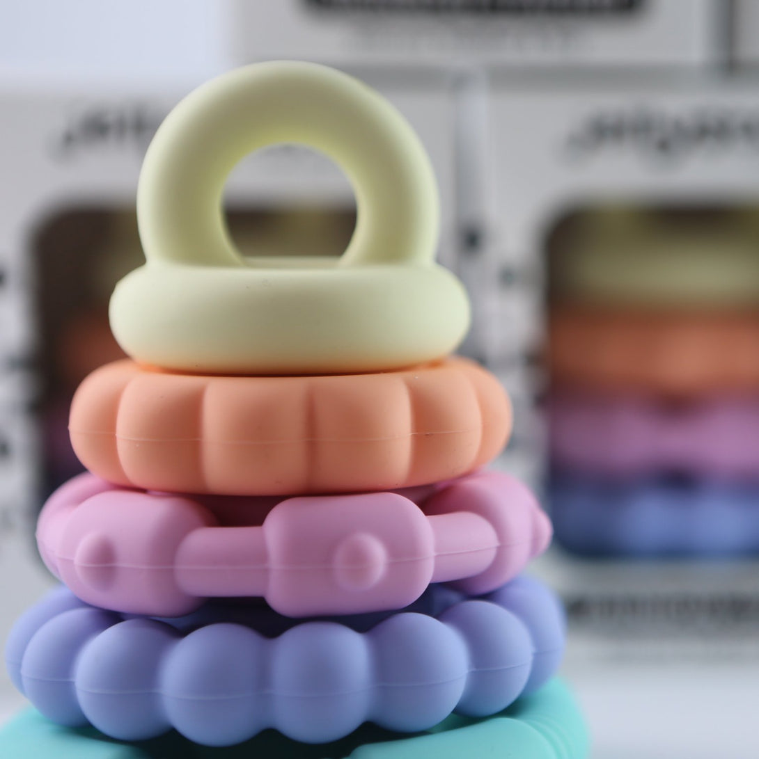 Jellystone Designs Pastel Teething Stacker Jellystone Designs Dummies and Teethers Pastel at Little Earth Nest Eco Shop Geelong Online Store Australia