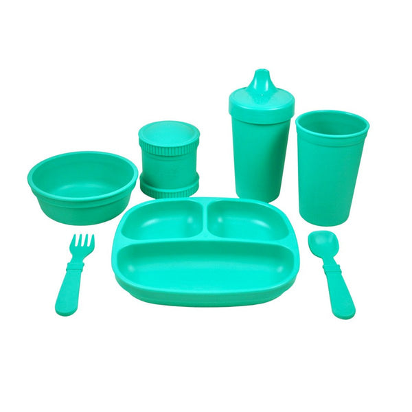 Replay Complete Feeding Set Replay Dinnerware Aqua / Divided Plate at Little Earth Nest Eco Shop Geelong Online Store Australia