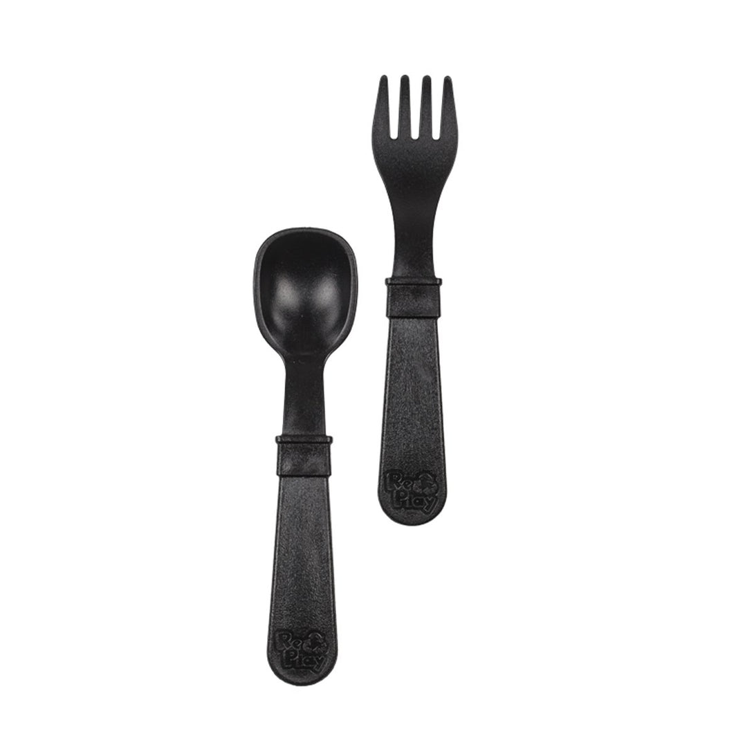 Replay Fork and Spoon Set Replay Lifestyle Black at Little Earth Nest Eco Shop Replay Set of 2 Utensils including Fork and Spoon Geelong Online Store Australia