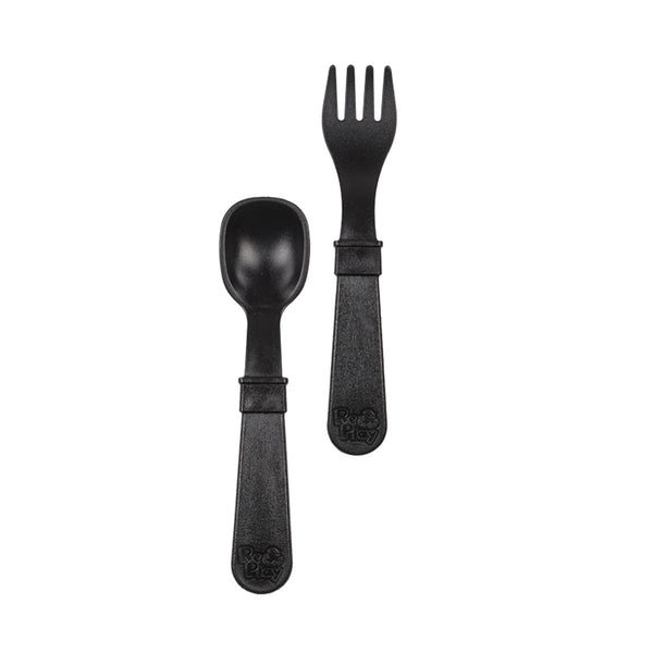 Replay Fork and Spoon Set Replay Lifestyle Black at Little Earth Nest Eco Shop Replay Set of 2 Utensils including Fork and Spoon Geelong Online Store Australia