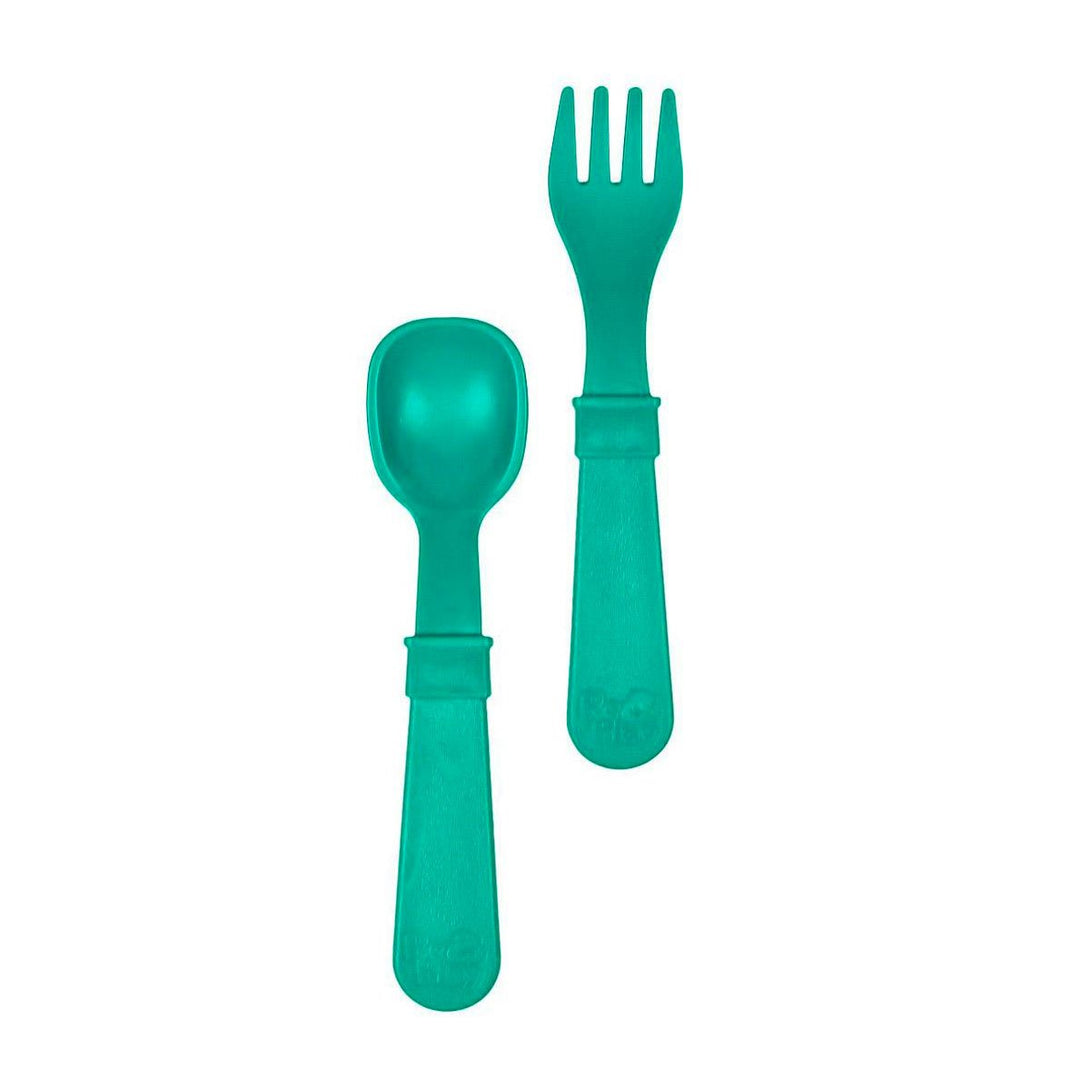 Replay Fork and Spoon Set Replay Lifestyle Teal at Little Earth Nest Eco Shop Replay Set of 2 Utensils including Fork and Spoon Geelong Online Store Australia