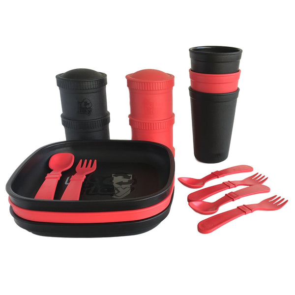 Replay Sports Team Sets Replay Dinnerware Black/Red at Little Earth Nest Eco Shop Geelong Online Store Australia