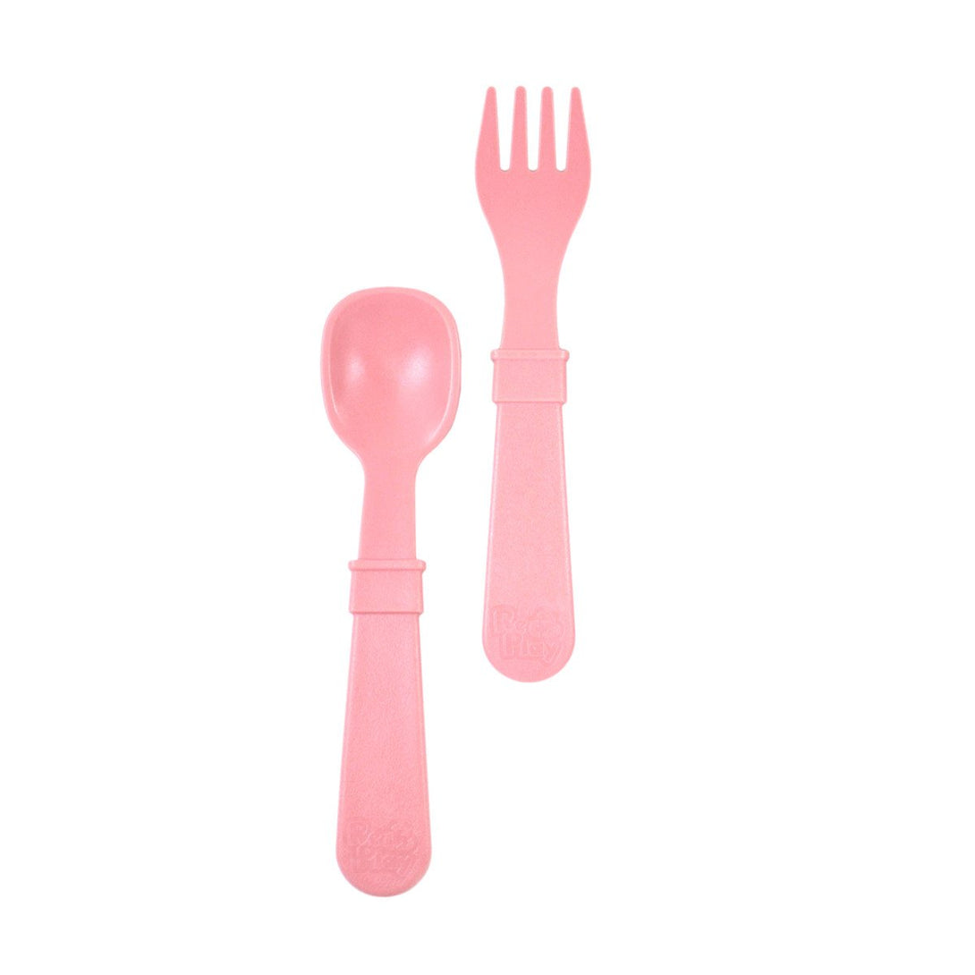 Replay Fork and Spoon Set Replay Lifestyle Baby Pink at Little Earth Nest Eco Shop Replay Set of 2 Utensils including Fork and Spoon Geelong Online Store Australia