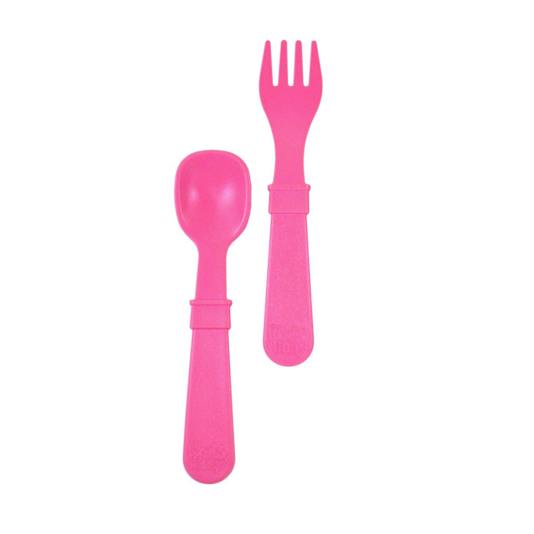 Replay Fork and Spoon Set Replay Lifestyle Bright Pink at Little Earth Nest Eco Shop Replay Set of 2 Utensils including Fork and Spoon Geelong Online Store Australia