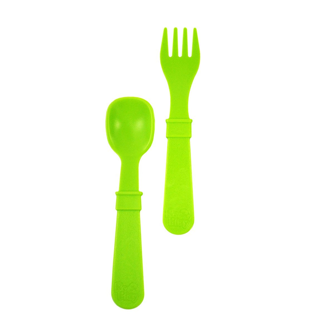 Replay Fork and Spoon Set Replay Lifestyle Light Green at Little Earth Nest Eco Shop Replay Set of 2 Utensils including Fork and Spoon Geelong Online Store Australia