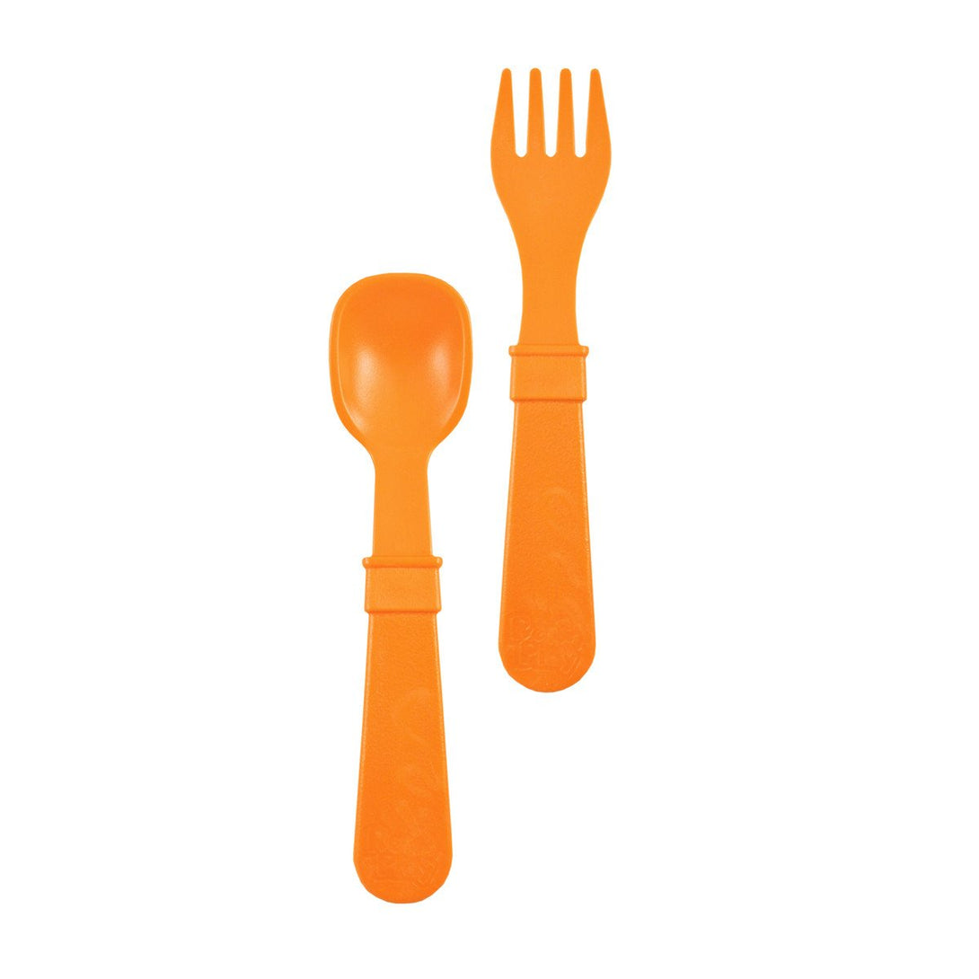 Replay Fork and Spoon Set Replay Lifestyle Orange at Little Earth Nest Eco Shop Replay Set of 2 Utensils including Fork and Spoon Geelong Online Store Australia