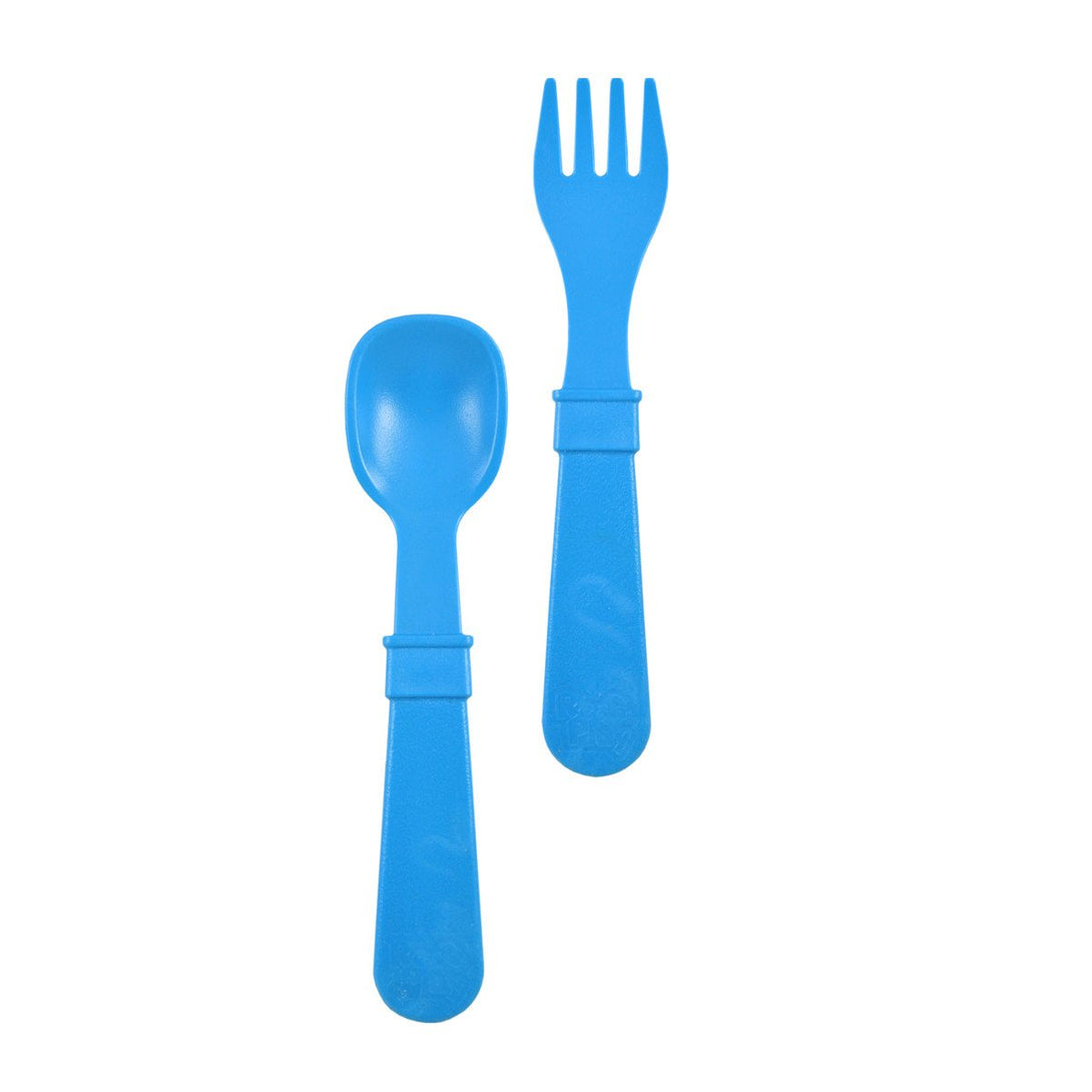 Replay Fork and Spoon Set Replay Lifestyle Sky Blue at Little Earth Nest Eco Shop Replay Set of 2 Utensils including Fork and Spoon Geelong Online Store Australia