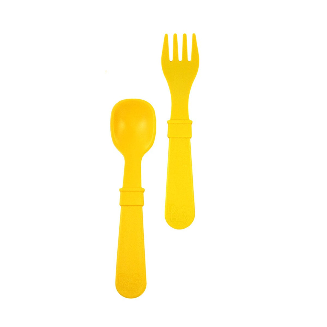 Replay Fork and Spoon Set Replay Lifestyle Sunny Yellow at Little Earth Nest Eco Shop Replay Set of 2 Utensils including Fork and Spoon Geelong Online Store Australia