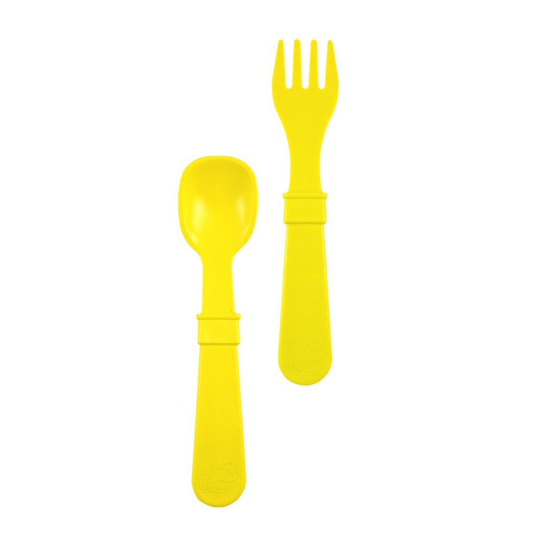 Replay Fork and Spoon Set Replay Lifestyle Yellow at Little Earth Nest Eco Shop Replay Set of 2 Utensils including Fork and Spoon Geelong Online Store Australia