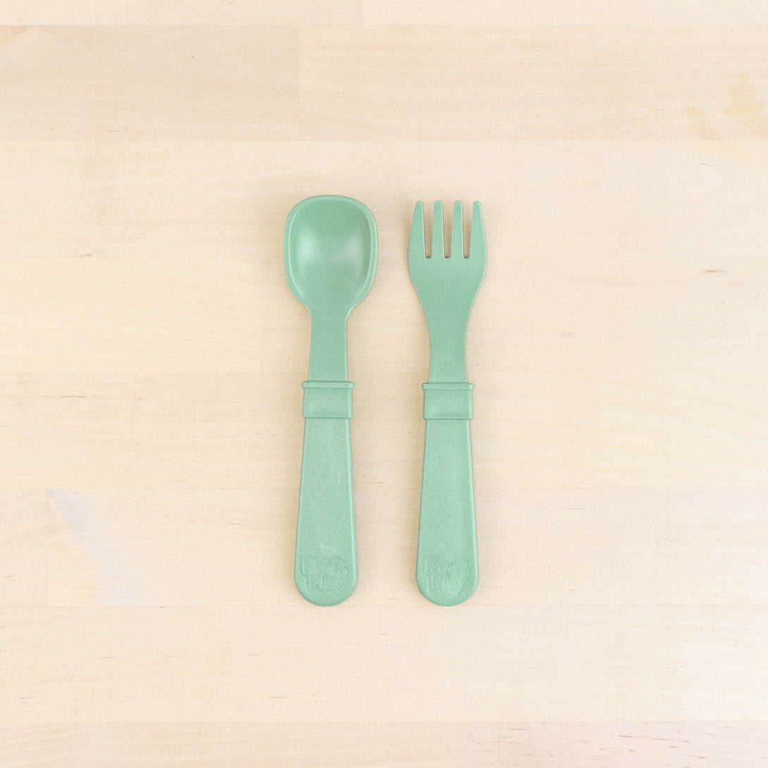 Replay Fork and Spoon Set Replay Lifestyle Sage at Little Earth Nest Eco Shop Replay Set of 2 Utensils including Fork and Spoon Geelong Online Store Australia